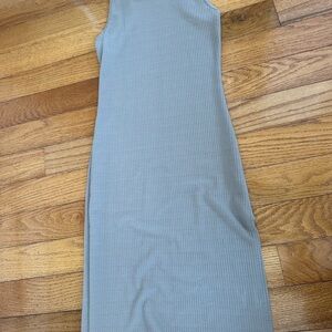 Olivia Rae Sleeveless Ribbed Midi Dress in Tan